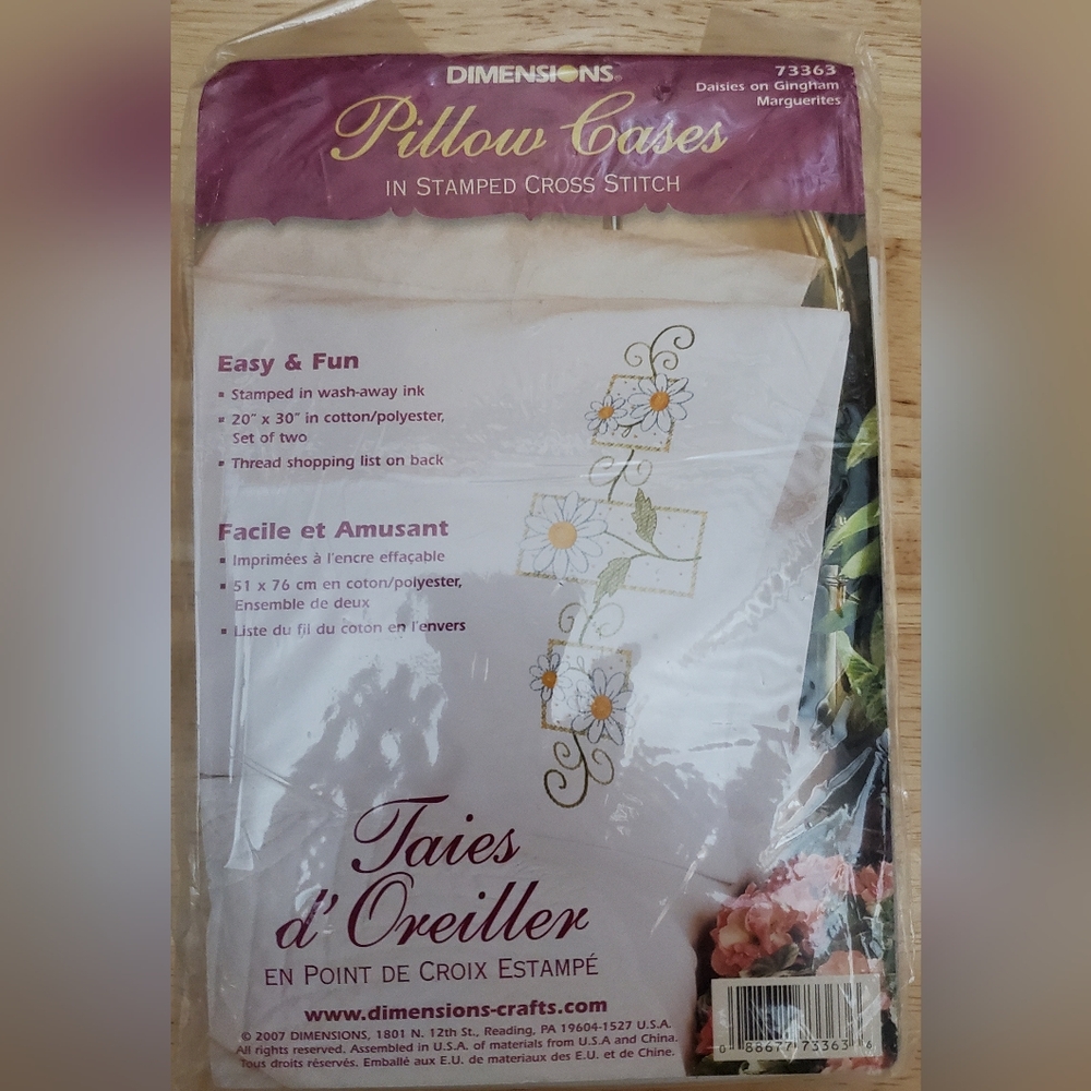 Stamped Cross Stitch Pillowcases with Floral Design